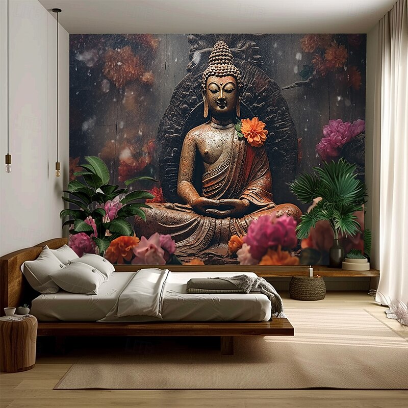 Mandala Buddha Hanging Tapestry Wall Art Large Tapestry Mural Decor Photograph Backdrop Blanket Curtain Home Bedroom Living Room Decoration3