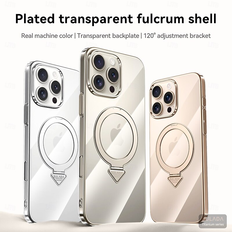 Phone Case For iPhone 17 Pro Max 17 Air 16 15 Pro Max Back Cover with Stand Holder Magnetic Support Wireless Charging Retro PC