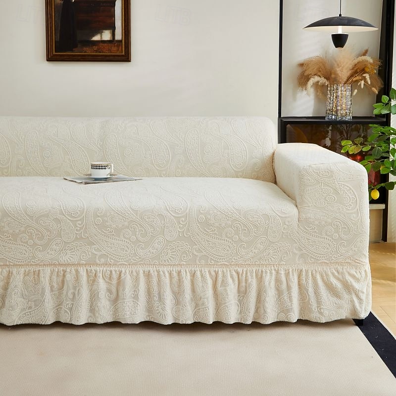 Elastic Jacquard Fabric Style of Skirt Sofa Cover Stretch Couch Cover Sectional L Shape Sofa Slipcover Corner Case for Living Room 1/2/3/4 Seat3