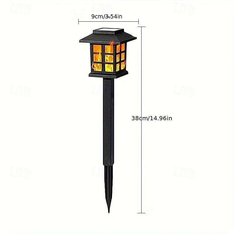 6 Pcs Led Outdoor Solar Lights Small House Shaped Floor Mounted Flame Lamp Effect Courtyard Garden Lawn Path Wedding Festival Atmosphere Decoration Lights4