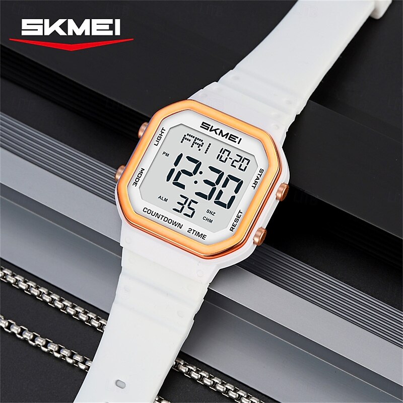 SKMEI Ins Wind Square Multi functional Waterproof Electronic Watch for Male and Female Students4