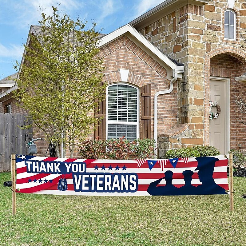 4th of July Veteran American Outdoor Yard Banner Sign Decorations Outdoor Umbrella Barbecue Party Supplies Holiday Decor Indoor House Gathering4