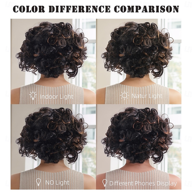 Synthetic Wig Curly Afro Curly Layered Haircut Braid Machine Made Wig 12 inch A1 Synthetic Hair Women's Fashionable Design Classic Comfortable Black3