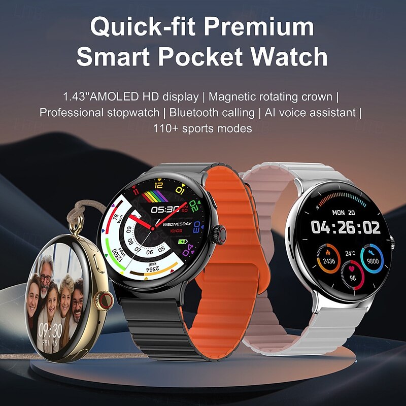696 LA99 Smart Watch 1.43 inch Smartwatch Fitness Running Watch Bluetooth ECG+PPG Pedometer Call Reminder Compatible with Android iOS Women Men Hands-Free Calls Message Reminder IP 67 46mm Watch Case3