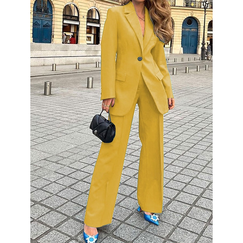 Women's Suits 2 Pieces Suits Formal Wedding Guest Formal Evening Elegant Simple Long Sleeve Ankle Length Notched Lapels Single Breasted4