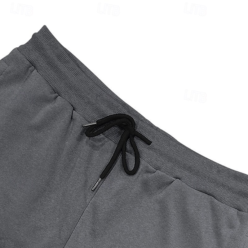 Men's Capri Cargo Shorts Sweat Shorts Shorts Running Shorts Casual Shorts Drawstring Elastic Waist Multi Pocket Plain Comfort Breathable Calf-Length Daily Running Gym Casual Athleisure Black Khaki4