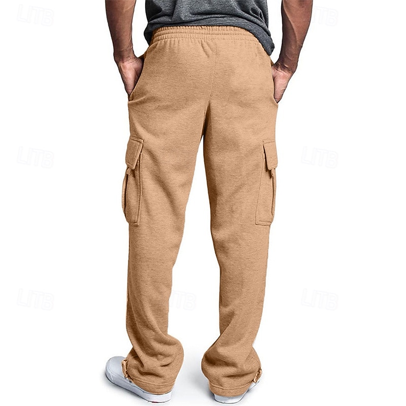 Men's Athletic Pants Trousers Cargo Sweatpants Pleated Pants Drawstring Elastic Waist Multi Pocket Plain Comfort Sports Outdoor Daily Fashion Casual Black Navy Blue Micro-elastic3