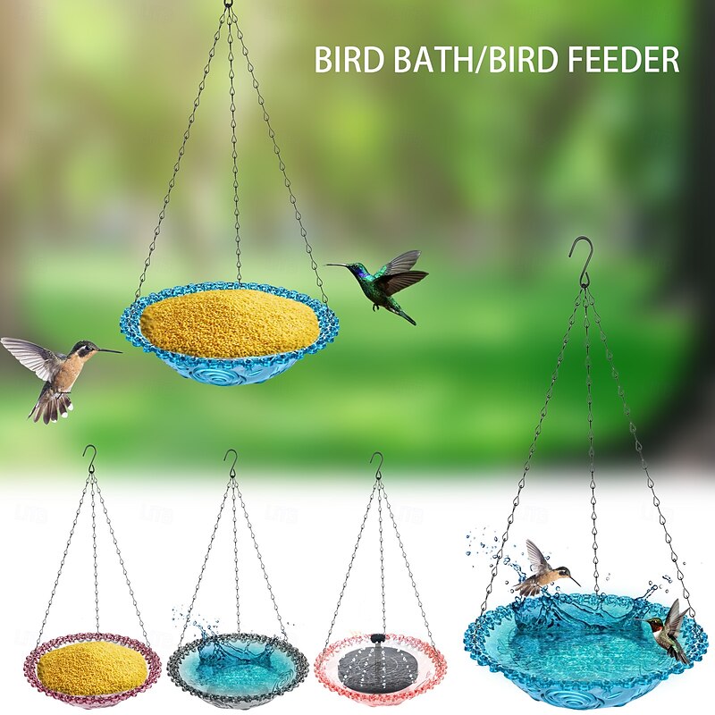 Hummingbird Feeder, Outdoor Hanging Bird Feeder and Bird Bath, Garden Yard Decor for Backyard, Patio, and Bird Watching
