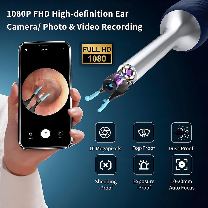 Bebird NOTE5 Ear Wax Removal Tool Camera Endoscope, 3Light Modes H-Speed WiFi 6Axis Intelligent Gyroscope Safe Professional 1080p Smart Visual Ear Cleaner with Camera3