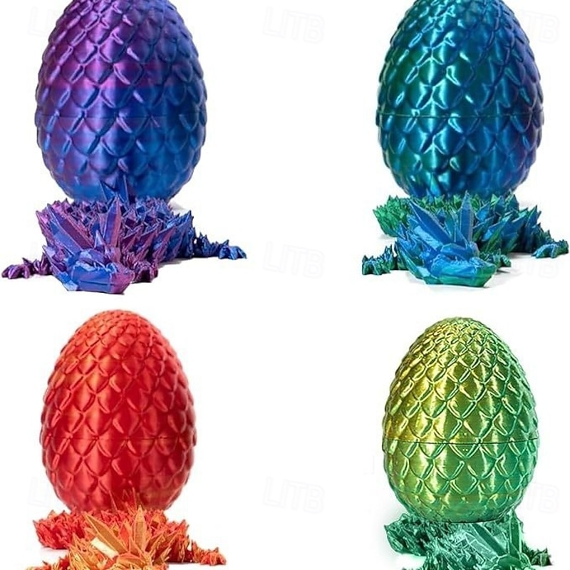 Easter 3D Printed Dragon Egg,Mythical Pieces Dragon Limited Edition Flashlight Set Articulated Dragon,Home Desk Decor Easter Surprise Dinosaur Eggs3