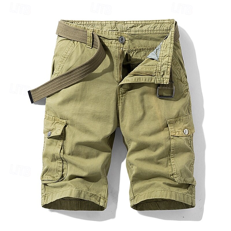 Men's Cargo Shorts Shorts Summer Shorts Multi Pocket Button-Down Flap Pocket Plain Comfort Wearable Knee Length Outdoor Sport Daily Fashion Casual Black Blue2