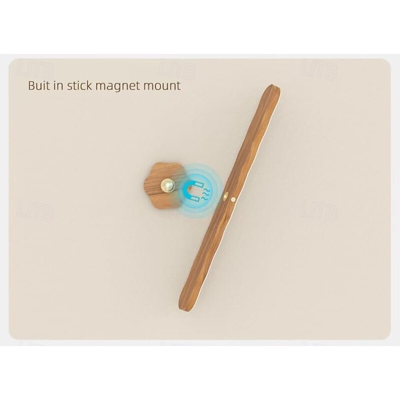 36W Rotating LED Deco Night Light Wall Light Magnetic Fill Light  Type-C Rechargeable Wood-Grain Light Touch Makeup Mirror Light Detachable Cabinet Light 1PC  Warm White and White3