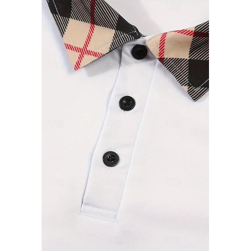 Men's Golf Shirt Golf Polos Shirts Formal Work Lapel Short Sleeve Modern Comfortable Color Block Patchwork Buttons Summer Spring Regular Fit Wine Apricot Black White Dark Navy Orange Golf Shirt4