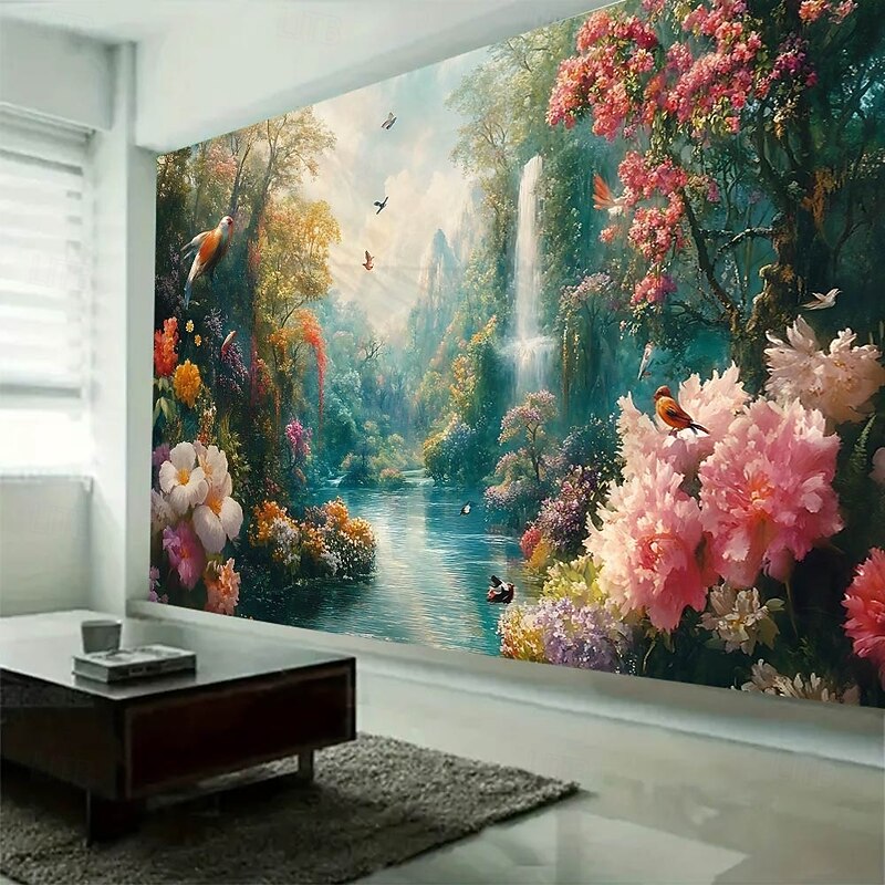 Plant Flower Water Landscape  Tapestry Wall Art Large Tapestry Mural Decor Photograph Backdrop Blanket Curtain Home Bedroom Living Room Decoration