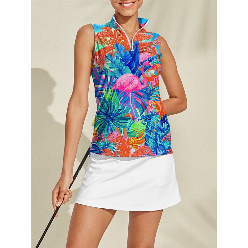 Women's Golf Polo Shirt Blue Sleeveless Top Ladies Golf Attire Clothes Outfits Wear Apparel4