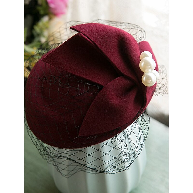 Hats Tulle Cotton Fabric Bowler / Cloche Hat Wedding Elegant Vintage With Bowknot Headpiece Headwear4