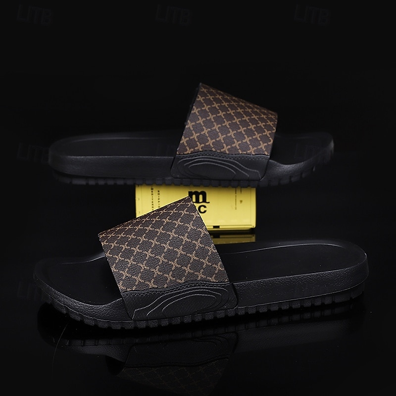 Designer Monogram Print Slides for Men - Comfortable Fashion Footwear for Leisure and Beach Days4