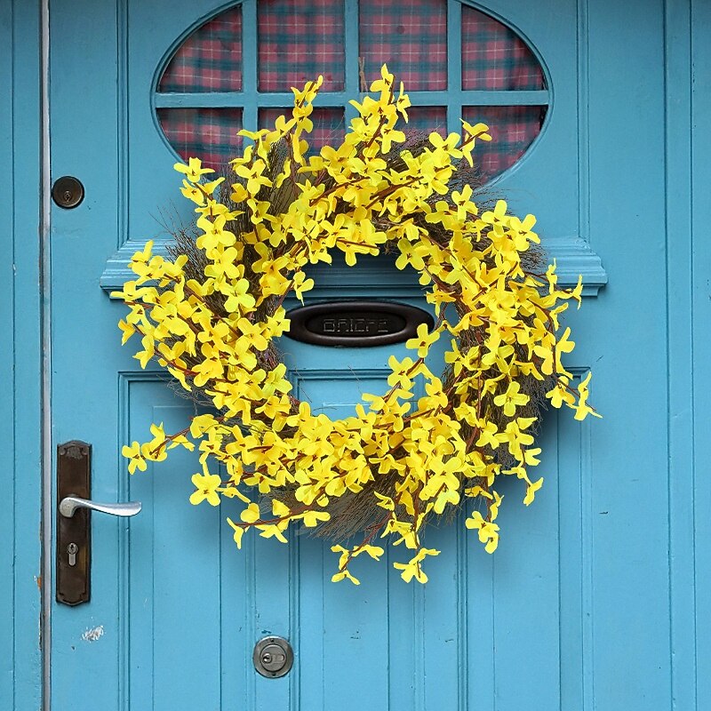 Spring Wreath Yellow Floral Door & Window Hanging Decoration -Artificial Flower Garland for Seasonal Home Decor