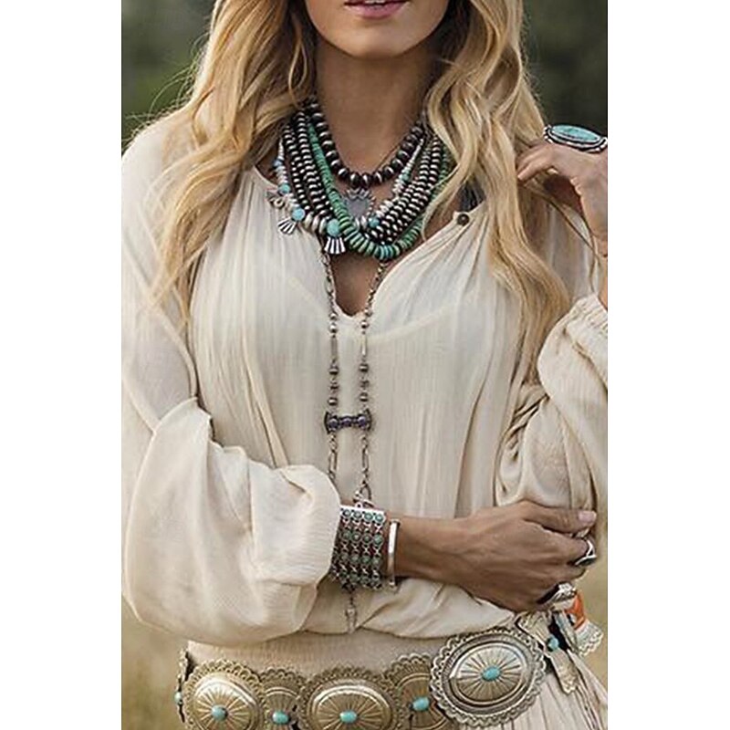 Women's Mini Dress Casual Dress Ruched Dress Western Dress Fashion Puff Sleeve Outdoor Daily Weekend Regular Fit Geometric Long Sleeve V Neck White Summer2