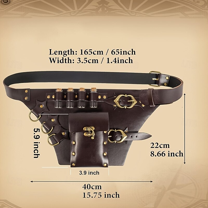 Medieval Renaissance Waist Belt Fancy Dress Men's Women's Unisex Halloween Masquerade Performance LARP Adults' Bag Magic Bottle3