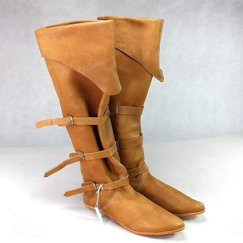 Retro Vintage Medieval Renaissance Shoes Boots Turn Shoes Pirate Viking Elven Fancy Dress Men's Viking Fantasy Halloween Carnival Performance Party LARP Adults' Shoes3