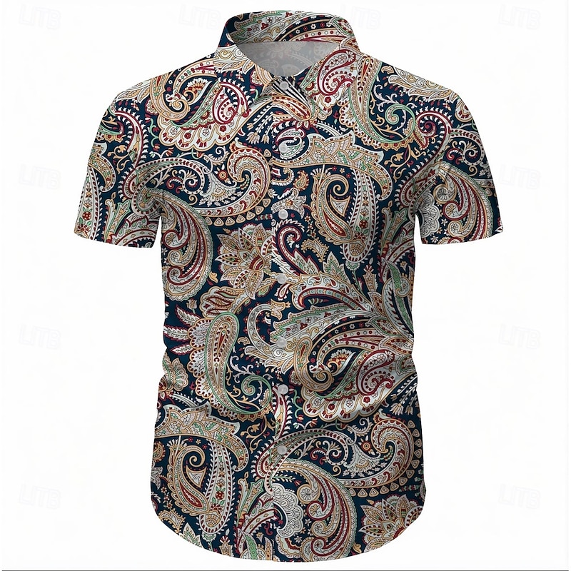 Retro Vintage 1970s Shirt Aloha Shirt Hippie Disco Ethnic Fancy Dress Men's Masquerade Vacation Party Pride Parade Adults' Shirt2