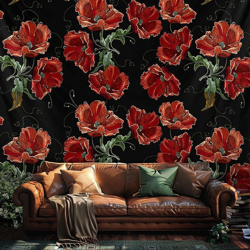 Floral Flowers Hanging Tapestry Wall Art Large Tapestry Mural Decor Photograph Backdrop Blanket Curtain Home Bedroom Living Room Decoration4