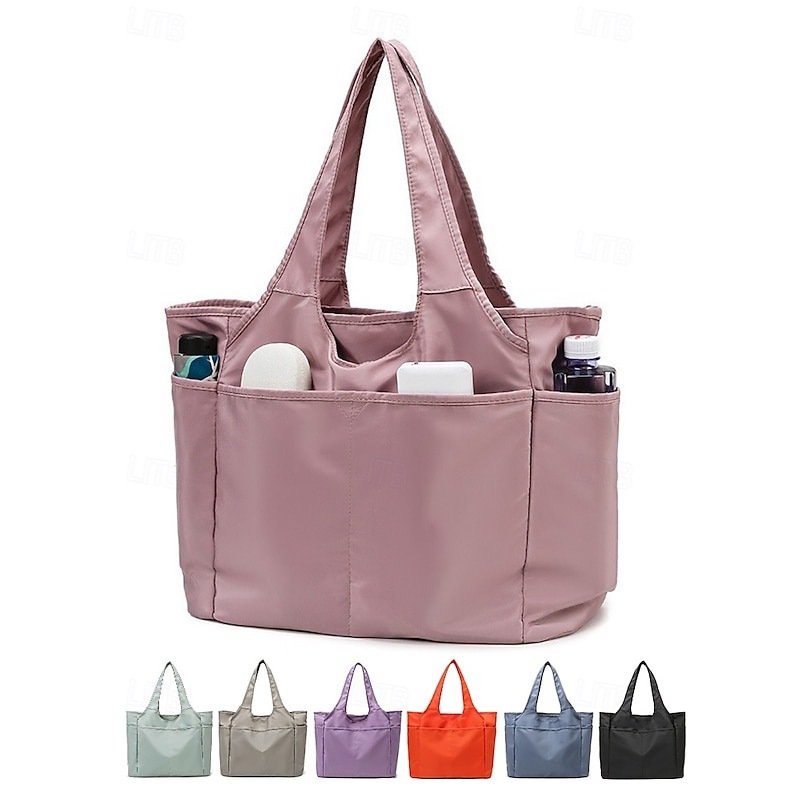 Large Waterproof Tote Bag with Multiple Pockets – Lightweight Nylon Shoulder Bag for Women, Versatile Handbag for Travel, Work, Shopping & Gym
