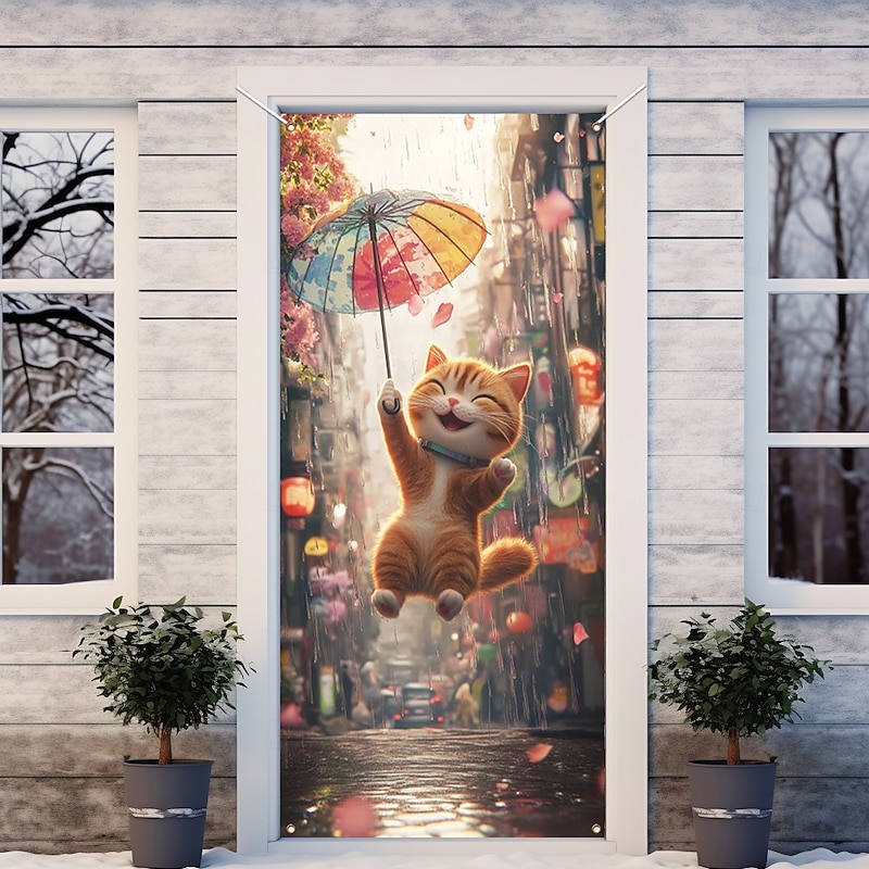 Funny Animal Dancing Door Decorations Door Covers Door Tapestry Door Curtain Decoration Backdrop Indoor/Outdoor Door Banner for Front Door Farmhouse4
