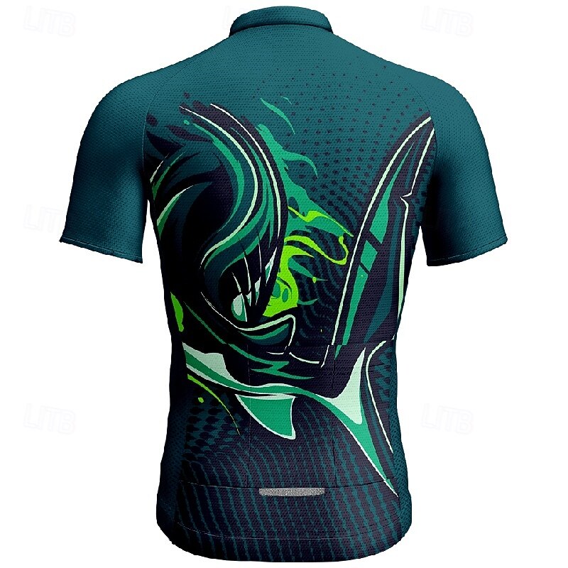Men's Cycling Jersey Geometric Short Sleeve Bike Tee Tshirt Jersey with 3 Rear Pockets Mountain Bike MTB Quick Dry Anatomic Design Wicking Breathable Sports Green Clothing Apparel2