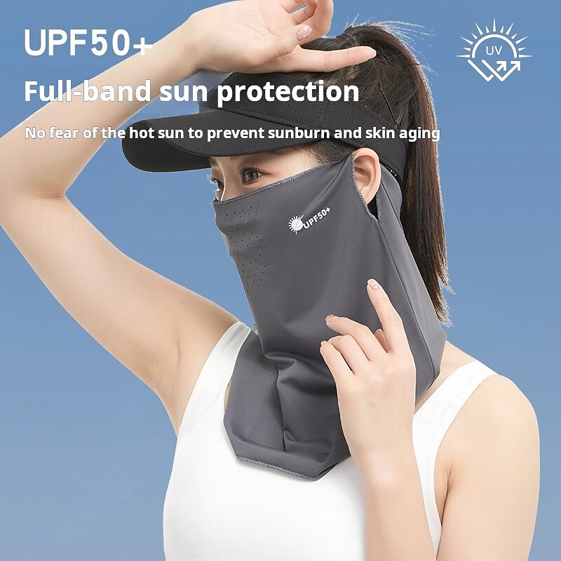 UV Protection Face Mask for Women, Summer Ice Silk Cooling Neck Gaiter with Ear Loops, Sun Protection Breathable Face Cover for Outdoor Cycling, Hiking, Fishing