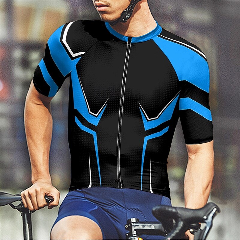 Men's Cycling Jersey Geometric Short Sleeve Bike Tee Tshirt Jersey with 3 Rear Pockets Mountain Bike MTB Quick Dry Anatomic Design Wicking Breathable Sports Yellow Red Blue Clothing Apparel3