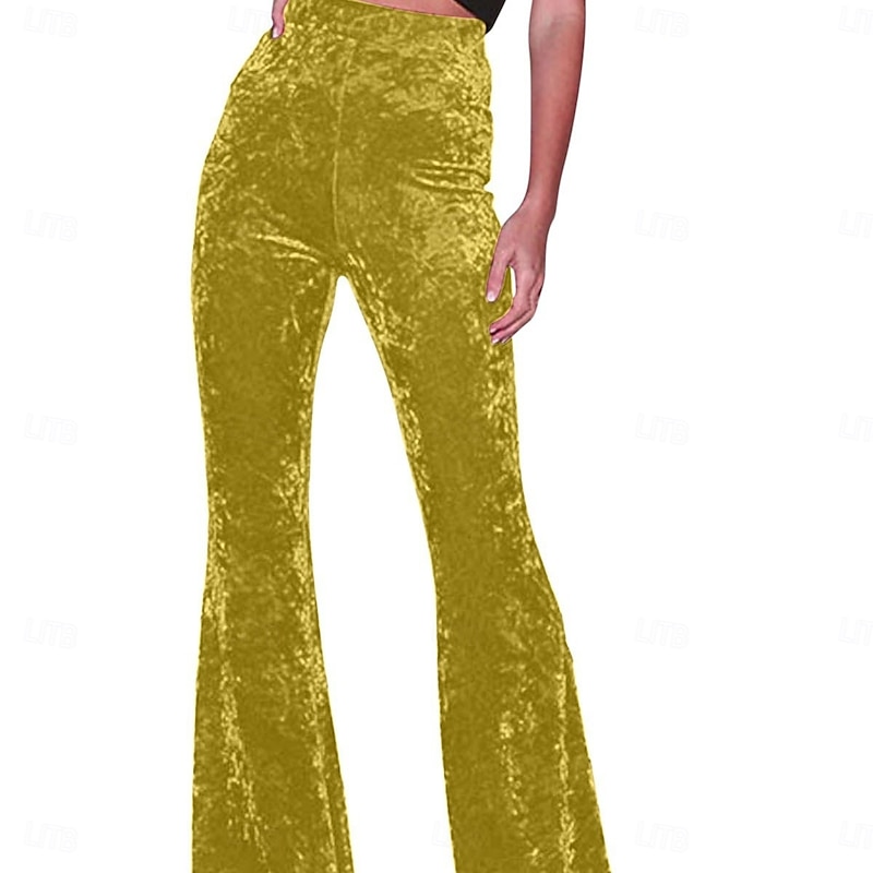 Retro Vintage 1960s Hippie Long Length Bell Bottom Pants Flared Trousers Hippie Solid Color Fancy Dress Women's Carnival Daily Wear Pride Parade Pride Month Adults' Pants2
