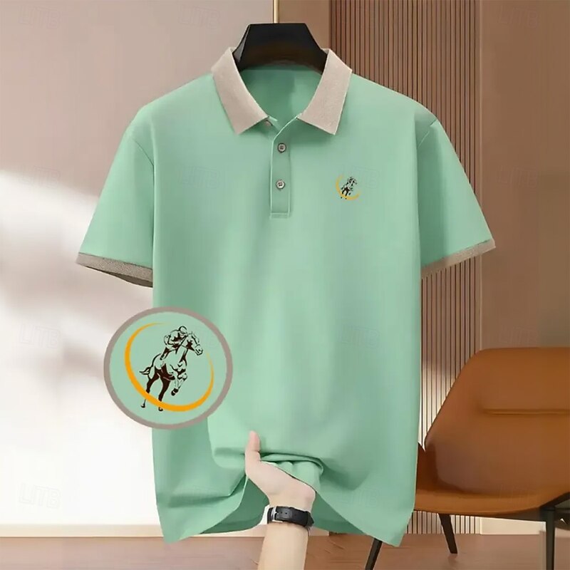 Kentucky Derby Men's Horse Racing Polo Short Sleeve Polo Shirts Collared Shirts Business Casual Outdoor Athleisure Daily Wear 3D Print Summer Spring Fall Pink Brown Green2