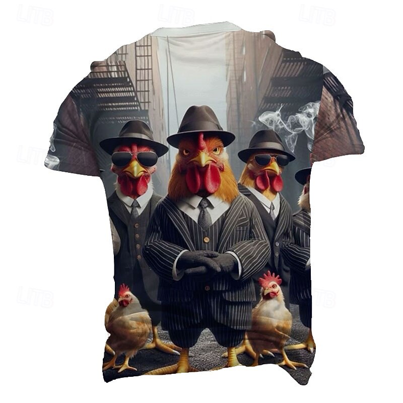 Men's Animal Funny T Shirt Short Sleeve T shirt 3D Print Crew Neck Shirt Exaggerated Designer Casual Party Casual Holiday Blue Gray Summer Spring All Seasons Clothing Apparel S M L XL XXL XXXL2