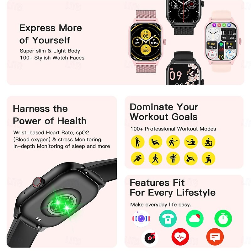 LEMFO LT10 Smart Watch 2025 Android Gift Bluetooth Call Smartwatch 2025 Touch Dial Music Fitness Tracker Sports Watches3