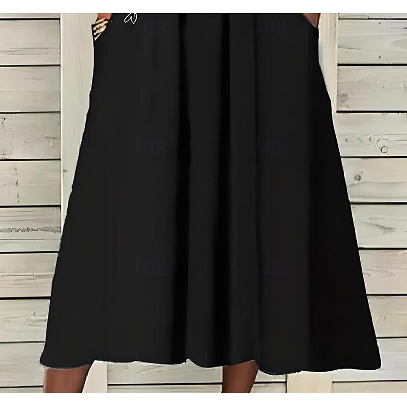 Women's Midi Dress Black Dress A Line Dress Vacation Vintage Boho Vacation Casual Daily Regular Fit Floral Half Sleeve Split Neck Black Summer Spring3