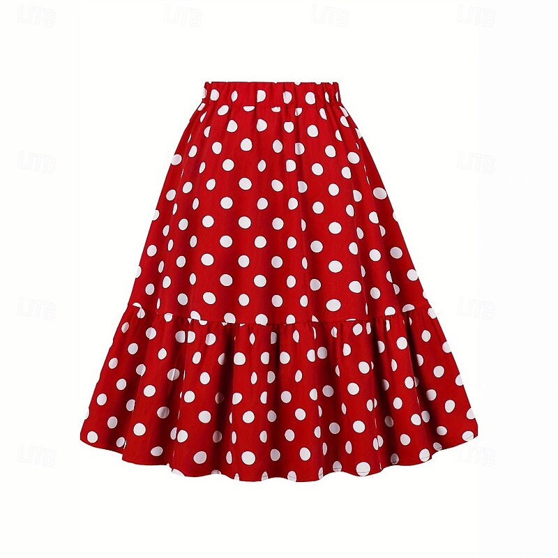 Retro Vintage 1950s Grease Outfits Skirt Ruffle Polka dots Fancy Dress Women's Masquerade Daily Wear Date Bachelorette Party Adults' Shirt4