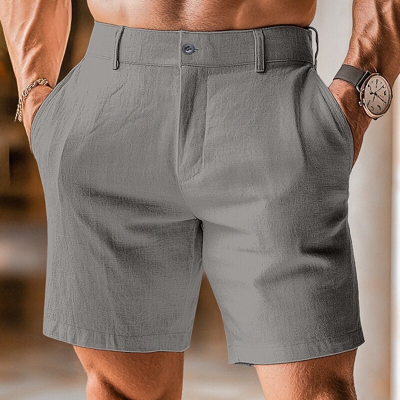 Men's Shorts Dress Shorts Pocket Straight Leg Plain Comfort No-Iron Knee Length Office Business Daily Fashion Streetwear Smoky gray Black