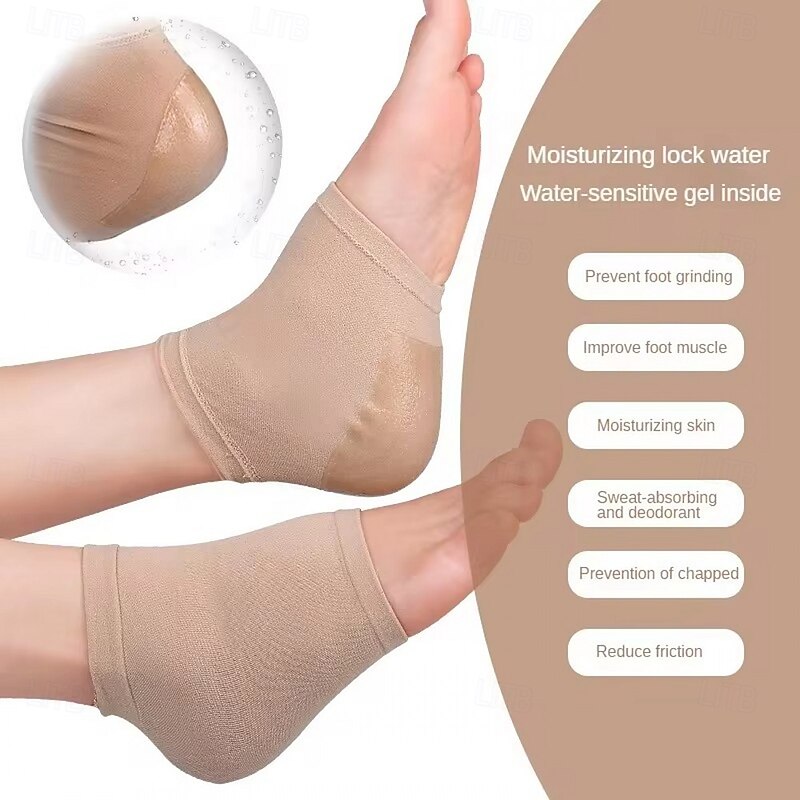 1 Pair Gel Moisturizing Heel Socks, Spa Socks for Foot Care, Dry Cracked Heel Repair, Silicone Heel Protector for Men and Women4