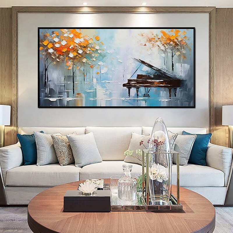 Handmade Oil Painting Canvas Wall Art Decoration Modern Abstract Maple Forest Piano Landscape for Living Room Home Decor Rolled Frameless Unstretched Painting4
