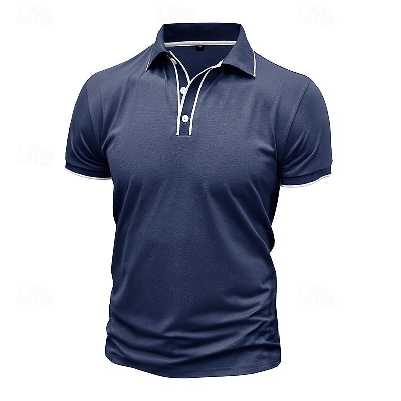 Men's Golf Shirt Golf Polos Shirts Work Casual Lapel Short Sleeve Basic Modern Color Block Patchwork Buttons Spring & Summer Regular Fit Dark Brown Black White Burgundy Navy Blue Army Green Golf Shirt3