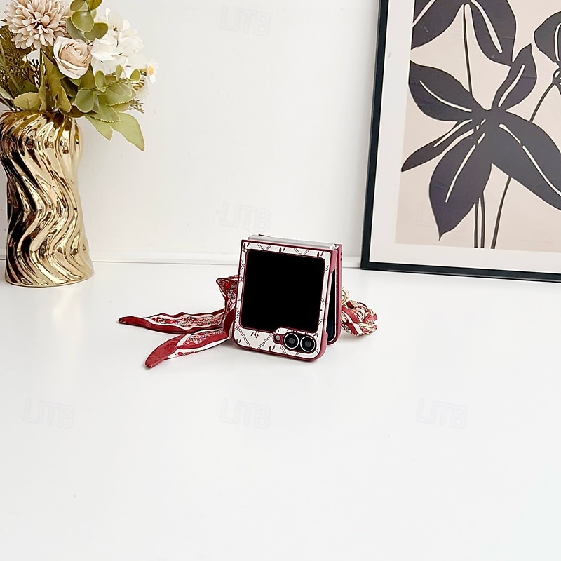 Phone Case For Samsung Galaxy Z Flip 7 Z Flip 6 Z Flip 5 Z Flip 4 Back Cover with Wrist Strap Shockproof Retro PU Leather3