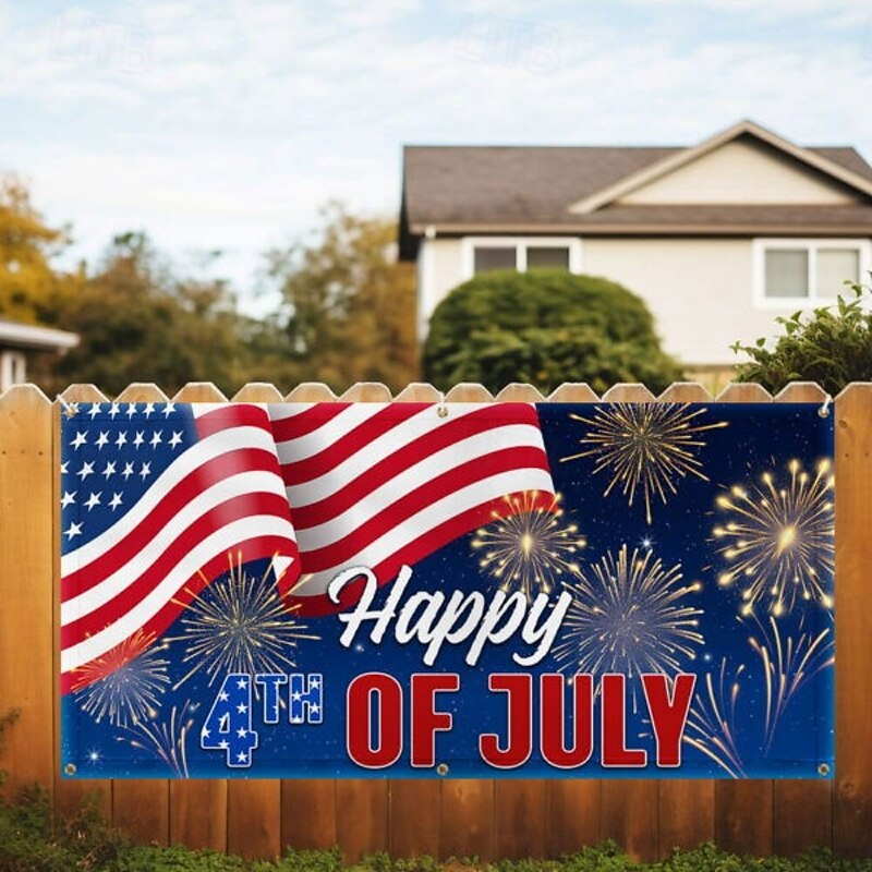 4th of July Independence Day American Outdoor Yard Banner Sign Decorations Outdoor Umbrella Barbecue Party Supplies Holiday Decor Indoor House Gathering3