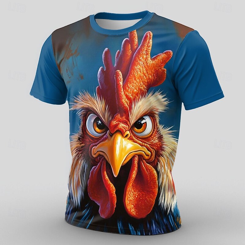 Men's Animal Funny T Shirt Short Sleeve T shirt 3D Print Crew Neck Shirt Exaggerated Designer Party Casual Holiday Black Blue Summer Spring Clothing Apparel S M L XL XXL XXXL