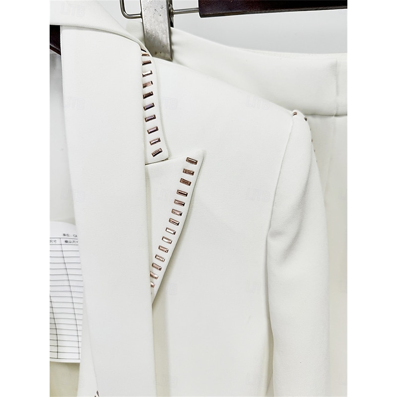 Women's 2 Pieces Suits Formal Wedding Guest Formal Evening Cotton Blend Elegant Long Sleeve Floor Length Peak Lapel Single Breasted4