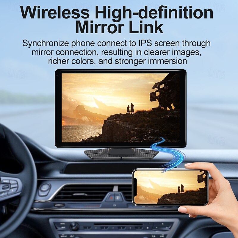 4K Portable Screen for Car 9 Inch HD Touch Screen Wireless Car Play with Backup Camera Voice Control FM WiFIMirror Link for Apple Carplay/Android Auto4