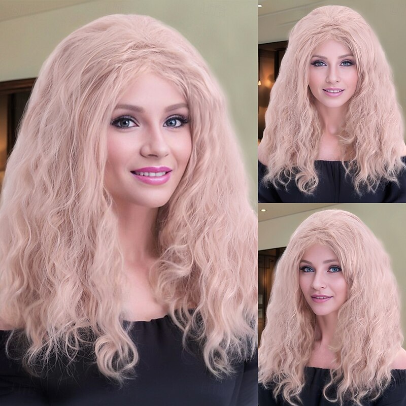 Synthetic Wig Wavy Curly Weave Layered Haircut With Bangs Machine Made Wig 24 inch A1 Synthetic Hair Women's Classic Comfortable Color Gradient Mixed Color - Main Image