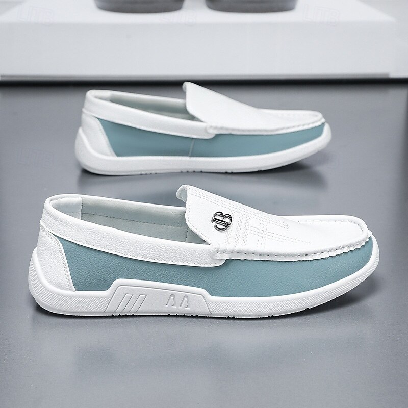 Men's Casual Slip-On Penny Loafers, Two-Tone Leather with Metallic Detail, Elegant Footwear for Smart Casual Events4