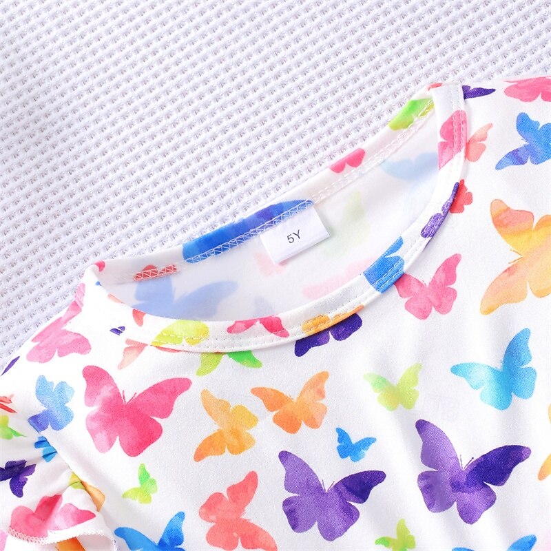 Kids Girls' Dress Butterfly Rabbit Long Sleeve Outdoor Casual Fashion Cute Polyester Knee-length Casual Dress A Line Dress Summer 4 years+ Pink Purple Orange3